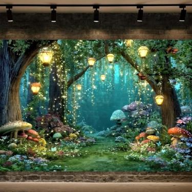 Imagem de Wathon Cenário de jardim do País das Maravilhas Encantado Floresta Misteriosa Magia Conto de Fadas Crianças Decoração de Festa Banner Verde Aniversário Chá de Bebê Foto Fundo Estande Vídeo Studio