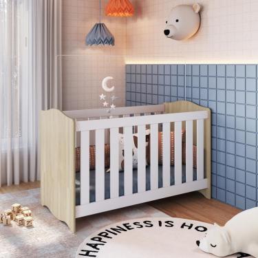 Imagem de Berço Infantil Cama 3 Em 1 Multifuncional Com Regulagem De Altura E Grade Em Mdf Quarto De Bebê Carvalho Araguaia