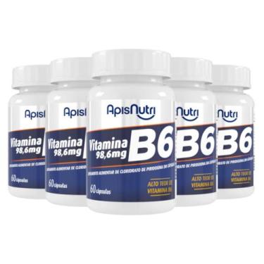 Imagem de Kit 5 Vitamina B6 Apisnutri 60 cápsulas