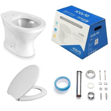 Imagem de Combo Bacia Convencional Infantil Branco + Assento E Acessórios - Cbcinf00 - Icasa