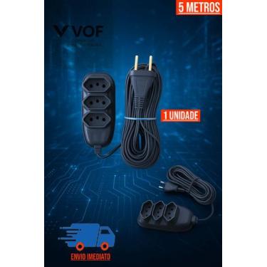 Imagem de Extensão Elétrica 5 Metros Tomada Bivolt 110v 220v Cabo Prolongador Re