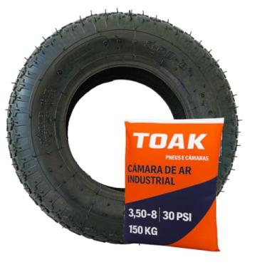 Imagem de kit Pneu + Câmera de Ar 3.50/8 de 4 lonas da TOAK, Carrinho de mão, Carriola, Carrinho de carga de Plataformas Industrial