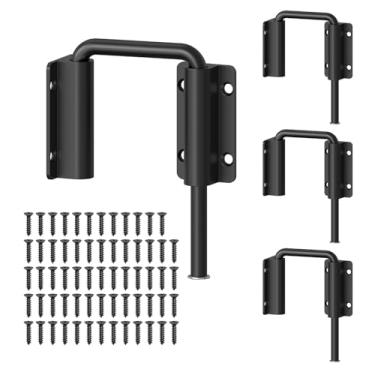 Imagem de Mixizigoz Nova trava de porta deslizante para pátio - Trava em forma de U de 5,5 cm, trava de segurança doméstica de 90/180 graus para portas de correr, janelas, celeiros, jardins, telas (preto-4