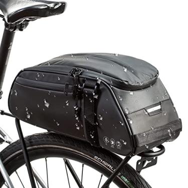Imagem de ZIMFANQI Bolsa traseira de bicicleta refletiva, resistente à água, bolsa de bagageiro de bicicleta, bolsa de armazenamento de porta-malas de ciclismo, capacidade de 8 L com alça de lanterna traseira