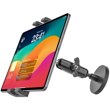 Imagem de GDZN Suporte magnético para tablet, base de liga e cabeça esférica de metal – Suporte magnético ajustável de 360° para geladeira, armário, academia, caminhão, empilhadeira, trator, superfície de metal