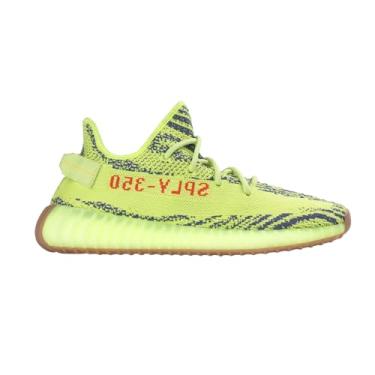 Imagem de adidas Tênis masculino Yeezy Boost 350 V2, Amarelo semicongelado/aço bruto/vermelho, 39