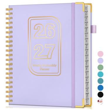 Imagem de Agenda semanal e mensal de 18 meses 2026-2027, janeiro de 2026 a junho de 2027, agenda diária A4 de 21,6 cm x 28 cm, agenda semanal e mensal com aba, agenda em espiral para trabalho, escola, casa