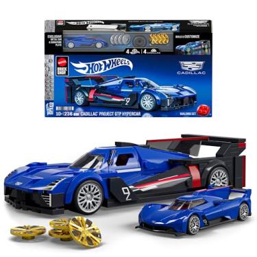 Imagem de Mattel Brick Shop Hot Wheels Jogo de Construção Speed Cadillac Project GTP Hypercar em escala 1:32 com Placa de Coleção e 1 carrinho de metal Perfeito para colecionadores
