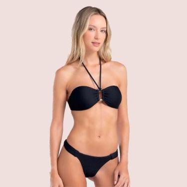 Imagem de Biquíni Canelado sem alça com Bojo Removível - She, Preto, M