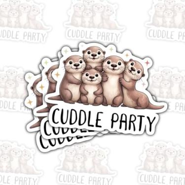 Imagem de 3 peças de adesivos de lontra para festa de abraço, lindos adesivos de vinil de família de lontra de desenho animado engraçado para laptop, caderno, diário, garrafa de água, carro, presente para