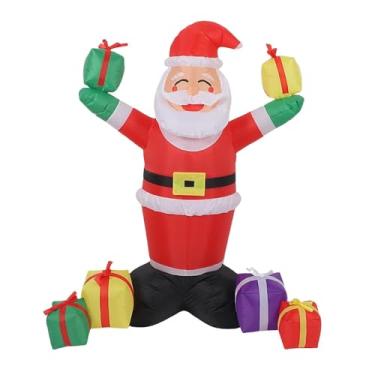 Imagem de Esquirla Papai Noel inflável de Natal de 1,5 m para decoração de jardim, com sacola de presentes e acessórios para fotos. Ideal para quintal, jardim interno e