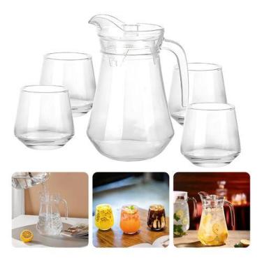 Imagem de Conjunto com Jarra de Vidro 1,5 Litros e 4 Copos 310ml Elegância e Pra