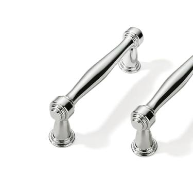 Imagem de CABDM Pacote com 2 puxadores de armário de níquel polido de centro a centro de 76 mm para armários armários puxadores de gaveta resistentes sólidos cômodos cozinhas quartos