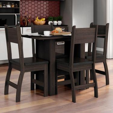 Imagem de Conjunto Mesa De Jantar 4 Lugares Milano Amêndoa Com Preto