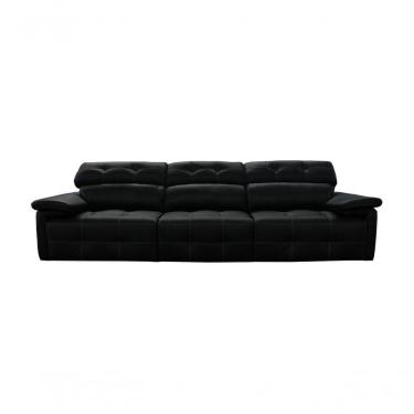 Imagem de Sofá Retrátil E Reclinável De Couro Queen (3 Módulos) 3,30 M Preto Pigmentado - Mempra Design