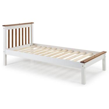 Imagem de Cama Solteiro Inglesa Em Madeira Maciça Mv Outlet Branco E Mel