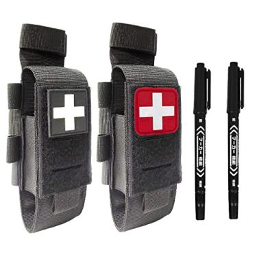 Imagem de Bolsa tática de torniquete Molle com corte a laser, suporte para torniquetes, coldre IFAK TQ, estojo de torniquete para trauma, bolsa de cisalhamento médico e suporte para caneta (conjunto preto 2)