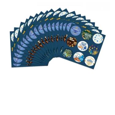 Imagem de LOONELO Happy Hanukkah Stickers, 20 Sheets Festival of Lights Menorah Chanukah Round Stickers, Hanukkah Party Favors Decorations for Jewish Holiday Envelopes Bottle Gift Bags Supplies