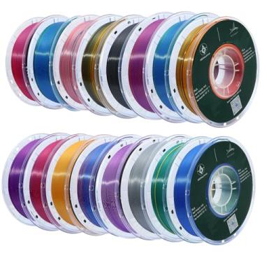 Imagem de ABCWavePrint Pacote de filamentos de impressora 3D PLA, precisão dimensional de filamento PLA de seda +/- 0,02 mm, carretel de 16 x 1 kg (21,8 kg), 1,75 mm, várias cores tricolores.