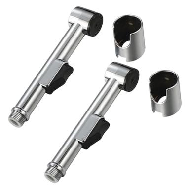 Imagem de 2 peças prata banheiro portátil bidê pulverizador vaso sanitário fralda pano lavagem chuveiro el pulverizador de limpeza e peças de bidê