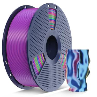 Imagem de SUNLU Filamento PLA de seda tripla, filamento de impressora 3D PLA de seda 1,75 mm, filamento de impressora 3D de seda brilhante de 1,75 mm ± 0,02 mm, carretel de 1 kg (1 kg), cor tripla de seda (azul