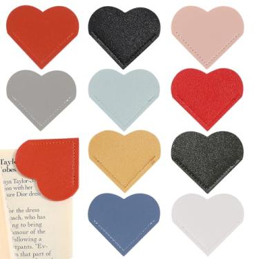 Imagem de ABOOFAN 10 peças de marcadores de livro de canto de coração, de couro, marcadores de página leves e portáteis para leitoras e mulheres com acessórios