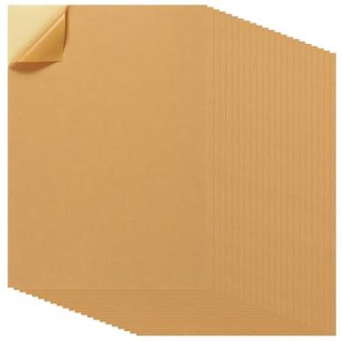 Imagem de PATIKIL 40 peças de papel adesivo de folha completa, etiquetas de envio A4, papel adesivo colorido fosco para impressão de impressora a laser a jato de tinta, marrom claro