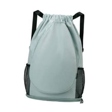 Imagem de KiBcsLic Mochila de tênis, mochila esportiva versátil com fechamento por cordão, bolsa para raquete de tênis, bolsa para badminton, futebol e basquete ao ar, Azul Claro