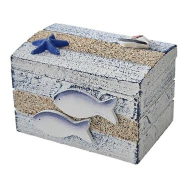 Imagem de XLWLLNJ Caixa pequena para joias e objetos de decoração com tema náutico, recipiente para guardar lembranças e presentes, ideal para casamentos, com Peixe