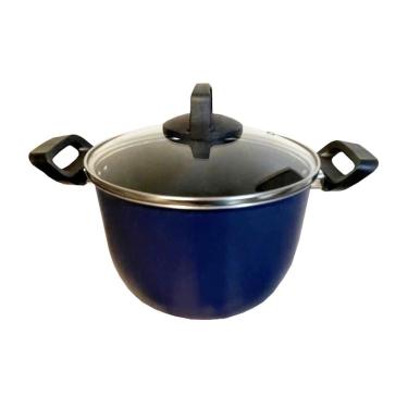 Imagem de Caldeirão Antiaderente Starflon Com Tampa De Vidro Azul 4 Litros