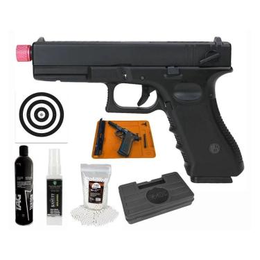 Imagem de Pistola Airsoft Gk V18 G18 Green Gas Blowback 6,0 Rossi Kit