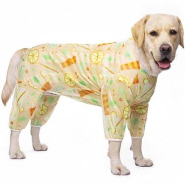 Imagem de Paipeper Pijama leve para cães, roupas de malha respirável de secagem rápida, pijama macio e leve para cães médios e grandes, roupas de manga comprida para meninos e meninas (laranja, quatro pernas, 5