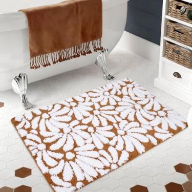 Imagem de Whaline Cielito Lindo Tapete de Banheiro Tapete Absorvente Antiderrapante Marrom Platos De Barro Flor Terracota Tapete de Banheiro para Casa Mexicana Decoração de Chão