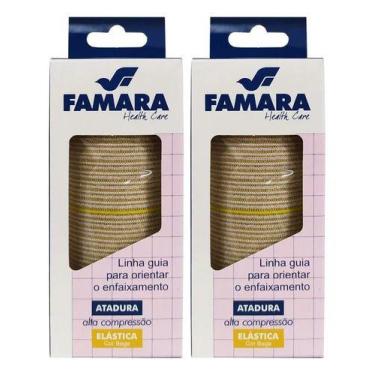 Imagem de Kit 2 Atadura Faixa Alta Compressão 10x1,30m Ortopédica - FAMARA