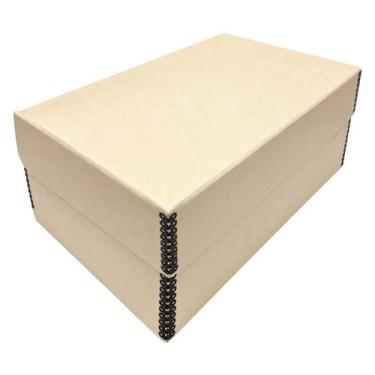 Imagem de Caixa de fotos Lineco Tan com tampa articulada de 5,5 x 7,75 x 12 pole