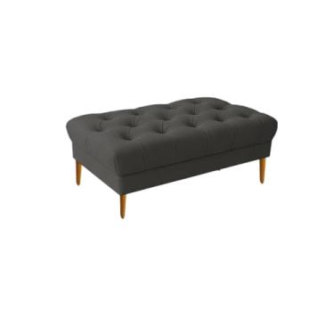 Imagem de Puff Retrô Luiz XV Capitonê Retangular 100 Cm Estofado Decorativo Sala De Estar Suede(Cinza Escuro)
