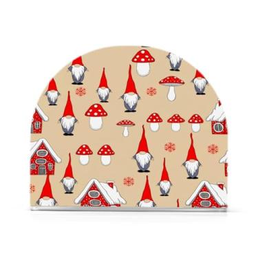Imagem de Qilmy Gnomos de Natal Suporte de guardanapo de acrílico, porta-guardanapos para mesas cozinha restaurante decoração de casa, suporte decorativo moderno para guardanapos de coquetel de papel de jantar