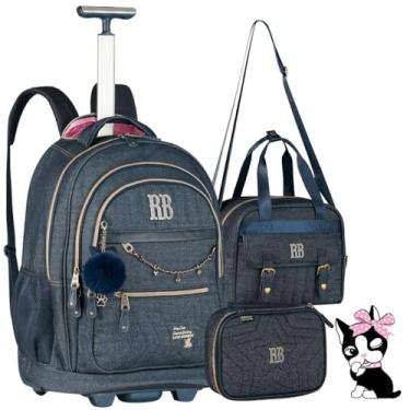 Imagem de Kit Escolar 3 Peças Rebecca Bonbon, Mochila de Rodinhas com Compartimentos, Lancheira Térmica e Estojo P/Lápis Caneta Borracha, Material Resistente (Kit Material Escolar RB)