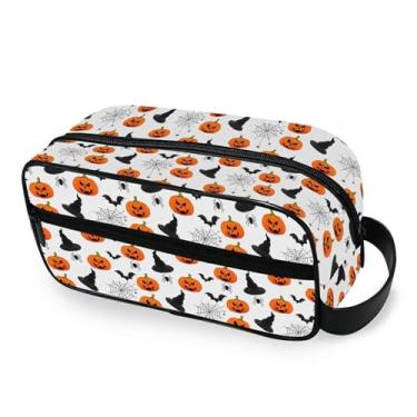 Imagem de Burbuja Bolsa de Higiene Pessoal de Viagem de Abóboras de Dia das Bruxas para Mulheres e Homens, Organizador Portátil de Maquiagem para Acessórios de Higiene Pessoal com Alça