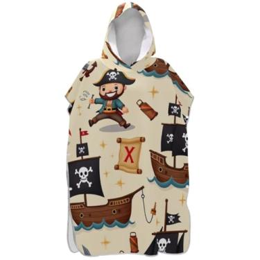 Imagem de Joisal Poncho de surfe para adultos trocador de roupa de praia com capuz toalha de banho plus size unissex adulto poncho com capuz fofo pirata aventura bege