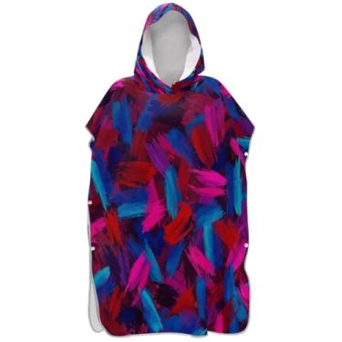 Imagem de Joisal Poncho de surf absorvente para adultos trocador de roupa de praia com capuz toalha de banho moderna colorida abstrata masculina poncho com capuz