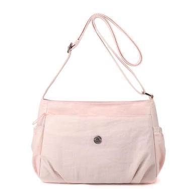 Imagem de Bolsa tiracolo com vários compartimentos para mulheres, bolsa mensageiro casual de nylon com alça ajustável, 27 x 18 x 8 cm, rosa, Medium, Bolsa tiracolo