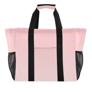 Imagem de Bolsa de pano para piquenique, praia, supermercado, compras, blush, rosa, gradiente, praia, academia, bolsas, bolsas femininas, fofas, dobráveis, grandes, modernas, para piscina, bolsa mãe rosa
