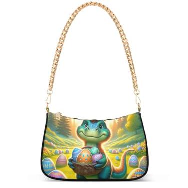 Imagem de Bolsas femininas de inverno com pintura de trem da vila fofas pequenas bolsas femininas bolsas femininas com corrente de ombro bolsas de ombro festa, Ovos de dinossauro de coelho da Páscoa com desenho