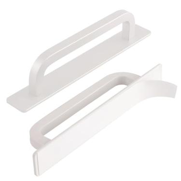 Imagem de funifiti Pacote com 5 puxadores de gaveta autoadesivos brancos para armários de 18 cm puxadores de gaveta de armário deslizantes puxadores de porta deslizante com placa traseira