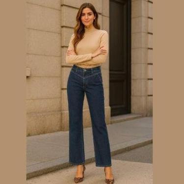 Imagem de Calça Jeans Feminina Reta Azul Tradicional – Cintura Alta Enfim- Malwee-Feminino