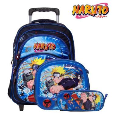 Imagem de Mochila Infantil De Rodinhas Naruto Grande Lancheira Estojo - Toys 2U