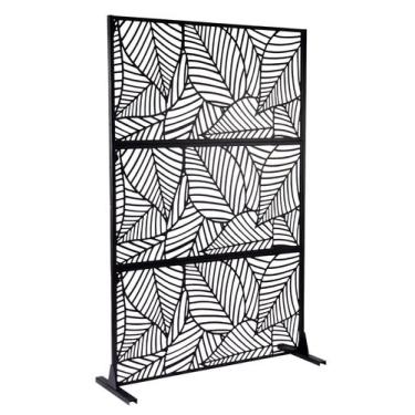 Imagem de Biombo Reto Folhas de Metal Interno/Externo 0,6x1,2m Preto - Montar e 