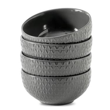 Imagem de HASENSE Tigelas de sopa, tigelas de cereal, conjunto de 4, tigelas de cereais de porcelana em relevo de 737 g, tigelas grandes de sopa de cerâmica para cereal, aveia, frutas, salada, macarrão, seguro