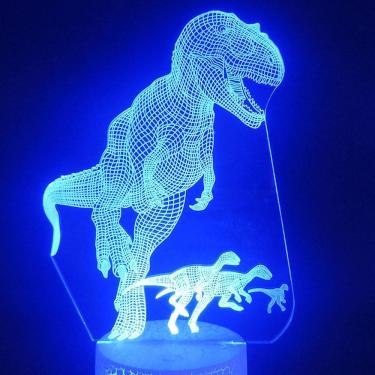 Imagem de Lâmpada de ilusão LED 3D com luz noturna Jurassics Dinosaur